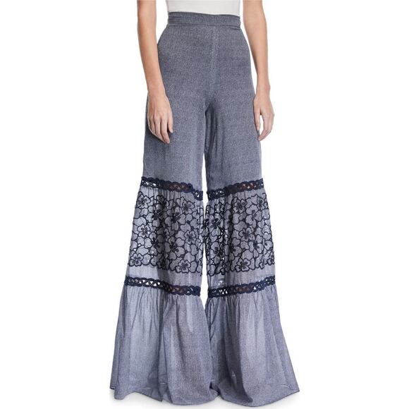 Alexis Lizbeth Wide-Leg Embroidered Crochet floral Pants size XL - Picture 4 of 8